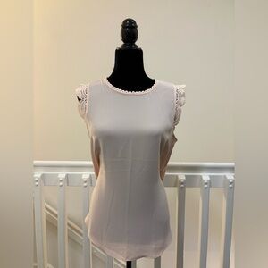 LOFT Blush Lace Trim Blouse NWT